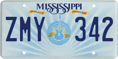 MS license plate ZMY342
