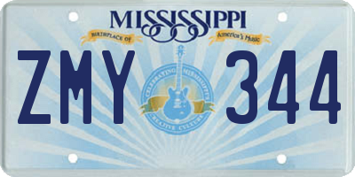 MS license plate ZMY344