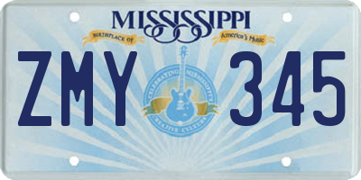 MS license plate ZMY345