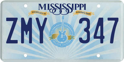 MS license plate ZMY347