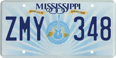 MS license plate ZMY348