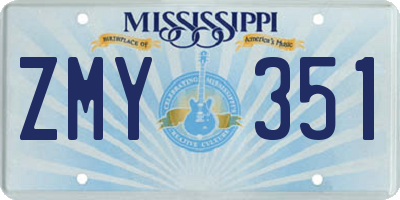 MS license plate ZMY351