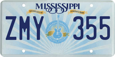 MS license plate ZMY355