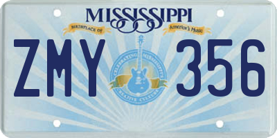 MS license plate ZMY356