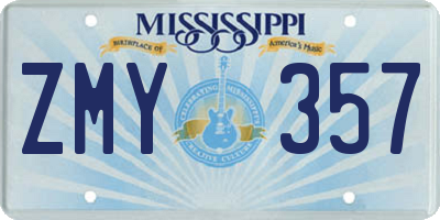 MS license plate ZMY357