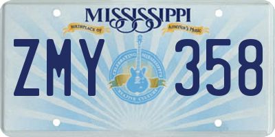 MS license plate ZMY358