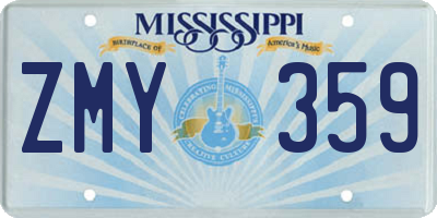 MS license plate ZMY359