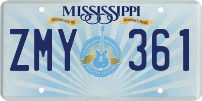 MS license plate ZMY361