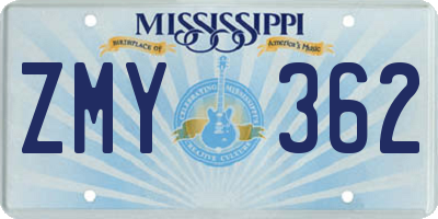 MS license plate ZMY362