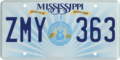 MS license plate ZMY363