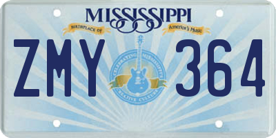 MS license plate ZMY364