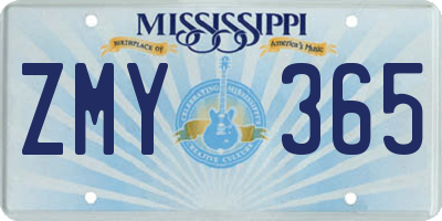 MS license plate ZMY365