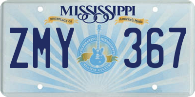 MS license plate ZMY367