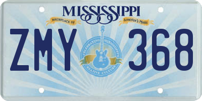 MS license plate ZMY368