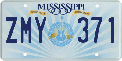 MS license plate ZMY371