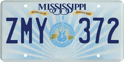 MS license plate ZMY372
