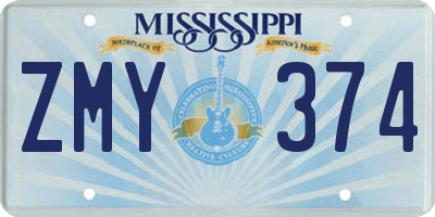 MS license plate ZMY374