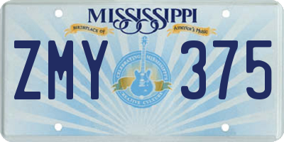 MS license plate ZMY375