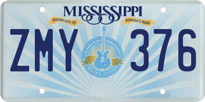 MS license plate ZMY376