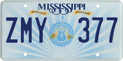 MS license plate ZMY377