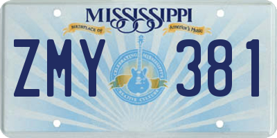MS license plate ZMY381