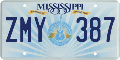 MS license plate ZMY387