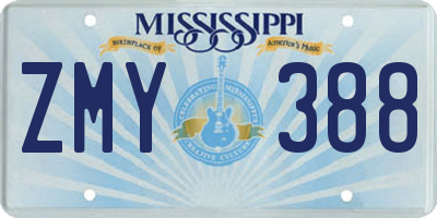 MS license plate ZMY388