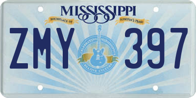MS license plate ZMY397