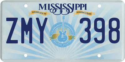 MS license plate ZMY398