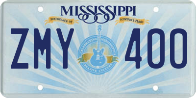 MS license plate ZMY400