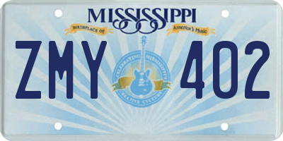 MS license plate ZMY402