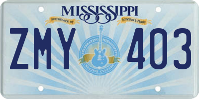 MS license plate ZMY403