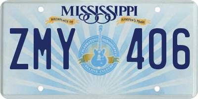 MS license plate ZMY406