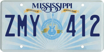 MS license plate ZMY412