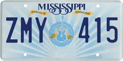 MS license plate ZMY415