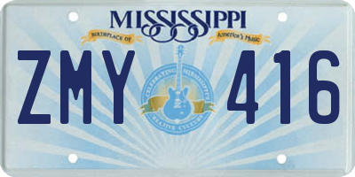 MS license plate ZMY416