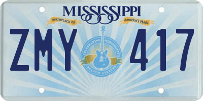 MS license plate ZMY417