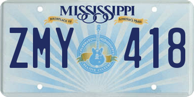MS license plate ZMY418