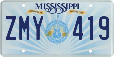 MS license plate ZMY419