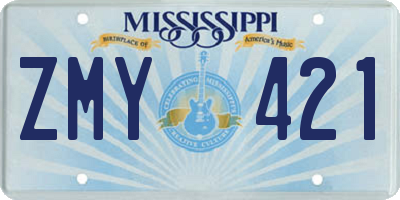 MS license plate ZMY421