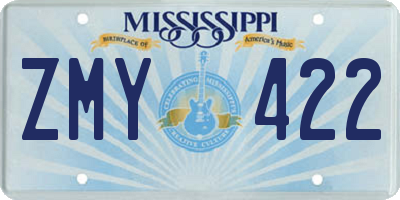 MS license plate ZMY422