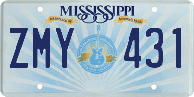 MS license plate ZMY431