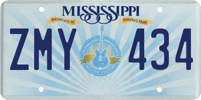 MS license plate ZMY434