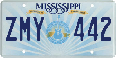MS license plate ZMY442