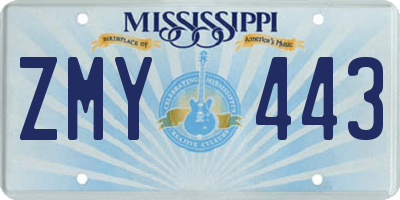 MS license plate ZMY443