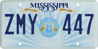 MS license plate ZMY447