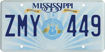 MS license plate ZMY449