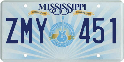 MS license plate ZMY451
