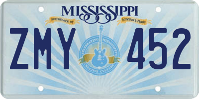 MS license plate ZMY452