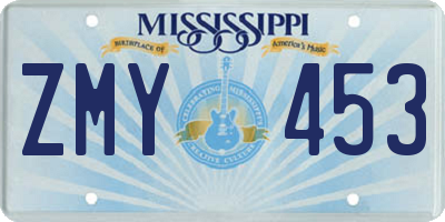 MS license plate ZMY453